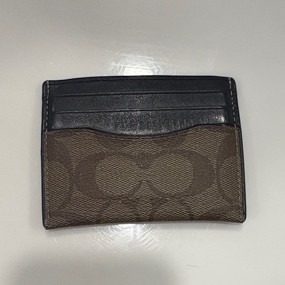 Coach Black and Brown Signature Card Holder